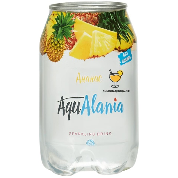 Сладкий напиток «AquAlania» со вкусом ананаса, 0,33 л, железная банка - купить в интернет магазине лимонадница.рф в Москве